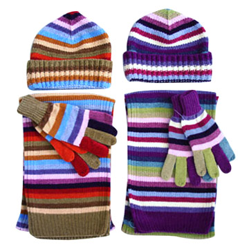  Knitted Scarf, Hat and Glove Set (Вязаный шарф, шапку и перчатки Установить)