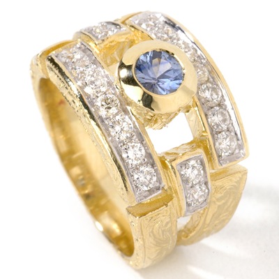  14K Sapphire and Diamond Ring (14K сапфир и алмаз кольцо)