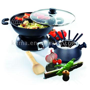 Elektro-Wok mit Fondue-Set (Elektro-Wok mit Fondue-Set)