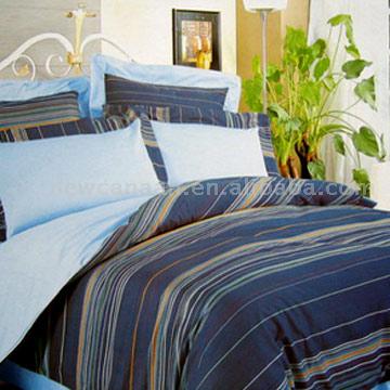  4pc Cotton Yarn Dyed Stripe Duvet Cover Set (4pc хлопковой пряжи крашеный Stripe Пододеяльник Установить)