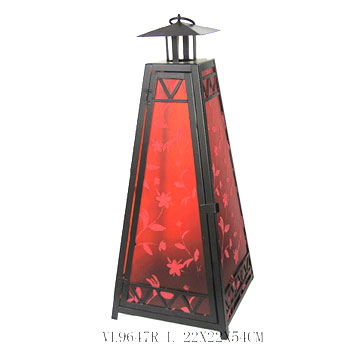  Metal Lantern W/Flocking on Glass (Metal Lanterne W / flocage sur verre)