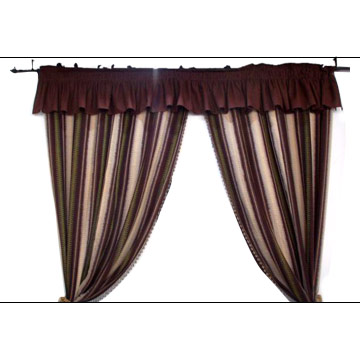  Pleated Top & Zigzag Stripe Curtain ( Pleated Top & Zigzag Stripe Curtain)