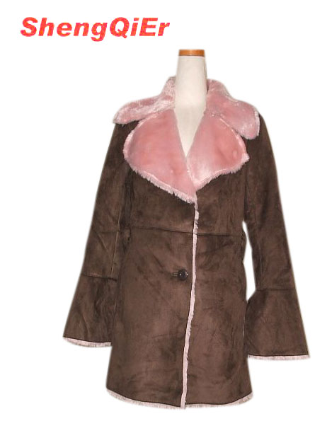  Ladies` Faux Shearling Midi Coat ( Ladies` Faux Shearling Midi Coat)