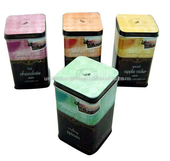  Square Coffee Tin Box (Square Café Tin Box)