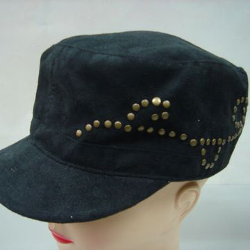  Black Sueded Military Cap (Black suédé militaire Cap)