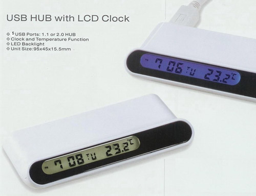  USB HUB with LCD Clock (HUB USB avec écran LCD Horloge)