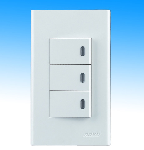  3 Gang 1 Way Switch with LED ( 3 Gang 1 Way Switch with LED)