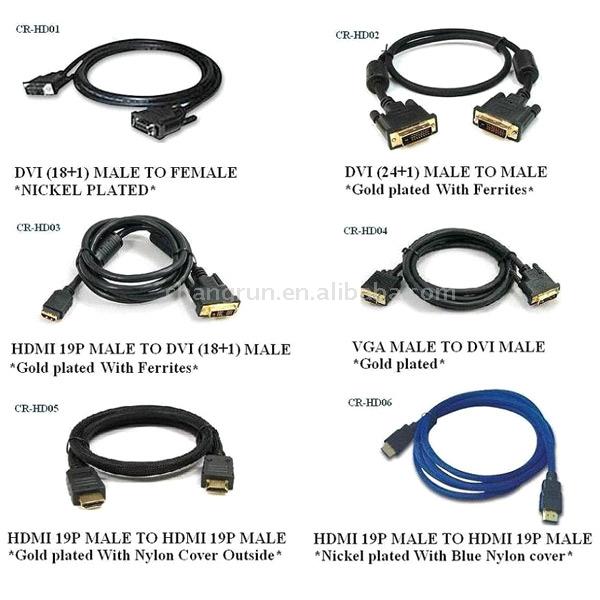  DVI Cable & HDMI Cable (Кабель DVI & HDMI кабель)