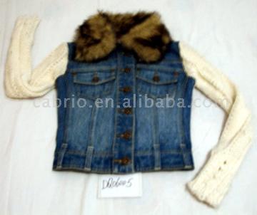 Denim Jacke mit Pelzkragen (Denim Jacke mit Pelzkragen)