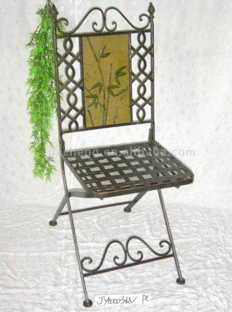  Metal Dining Chair W/Bamboo Design Resin Panel (Metal Chaise W / Bamboo Design résine Panel)