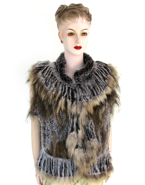  Rex Rabbit Fur Vest with Raccoon (Rex Rabbit Fur Vest с енот)