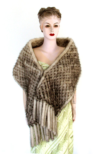  Mink Tail Fur Knitted Shawl ( Mink Tail Fur Knitted Shawl)