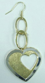 Heart Shaped Rhodium und Gold Plated Brass Earring (Heart Shaped Rhodium und Gold Plated Brass Earring)