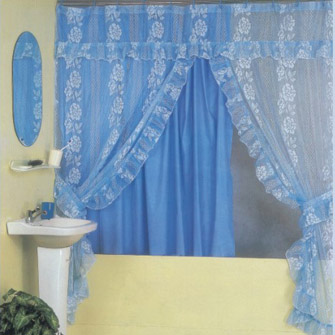  Solid Lace Double-Swag Shower Curtain ( Solid Lace Double-Swag Shower Curtain)