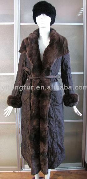  Padded Jacket with Rex Rabbit Fur Trimming (Телогрейке с Rex Rabbit Fur обрезка)