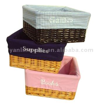  Willow Basket with Cotton Fabric ( Willow Basket with Cotton Fabric)