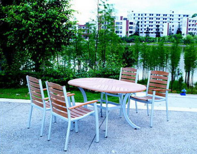  Aluminum Frame Timber Dining Set (D`aluminium à ossature bois Dining Set)