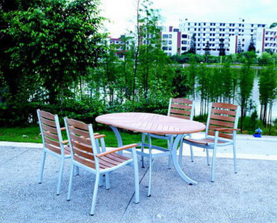  Aluminum Frame Timber Dining Set (D`aluminium à ossature bois Dining Set)