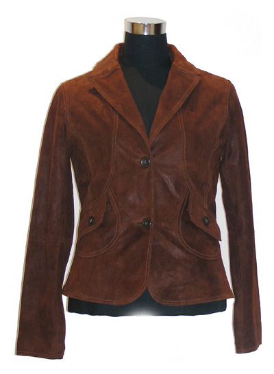  Women`s Glazed Pig Suede Leather Coat (Women`s émaillés Pig Suede Leather Coat)