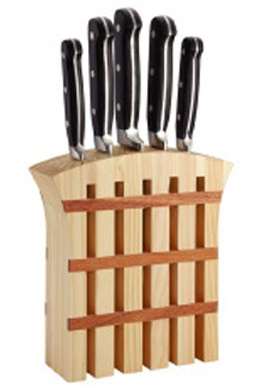  Knife Set with Wooden Stand (Ensemble de couteaux avec support en bois)