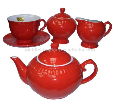 4tlg Red glasierten Kaffee-Set (4tlg Red glasierten Kaffee-Set)