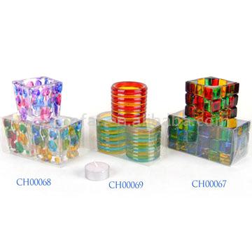  Glass Candle Holder with Dots Painting Decoration (Glass Candle Holder with Dots Peinture Décoration)