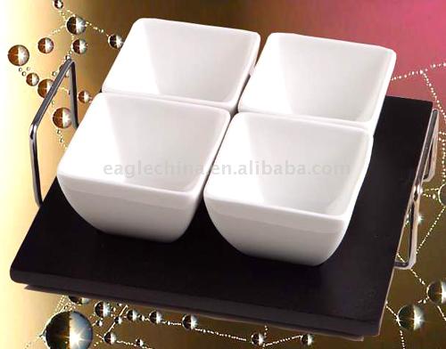  Snack Set / Snack Dish / White Porcelain Dish Plate (Snack Set / Snack-vaisselle / Capsule en porcelaine blanche Plate)