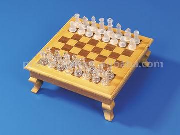  Glass Chess Set with Wooden Box ( Glass Chess Set with Wooden Box)