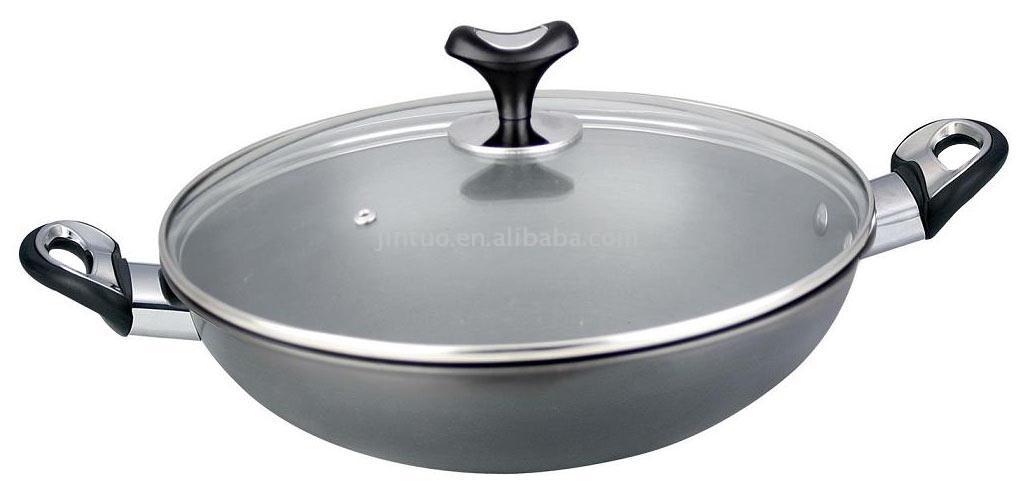  38cm & 40cm Smokeless Non-Stick Chinese Wok with Double Ears (38см & 40см бездымного Неприлипающие китайской вок с Двойным Уши)