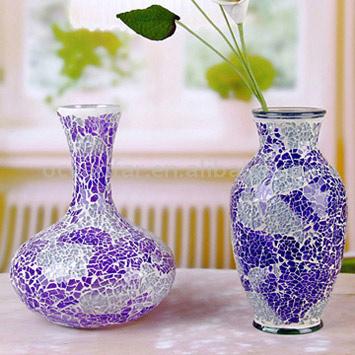  2pc Tempered Glass Mosaic Vase Set ( 2pc Tempered Glass Mosaic Vase Set)