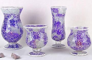  4pc Tempered Glass Mosaic Vase/Candle Holder Set (4pc закаленное стекло мозаики Вазы / Свечи Holder Set)