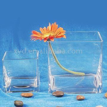  Handblown Square Clear Glass Vase (Handblown Square Clear Glass Vase)