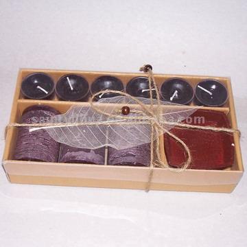  Brown Candle Set With Ceramic Holder ( Brown Candle Set With Ceramic Holder)