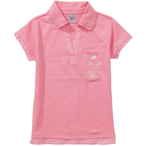  Girls` Eyelet-Trim Short Sleeve T-Shirt (Girls `oeillet-Trim courtes T-shirt à manches)