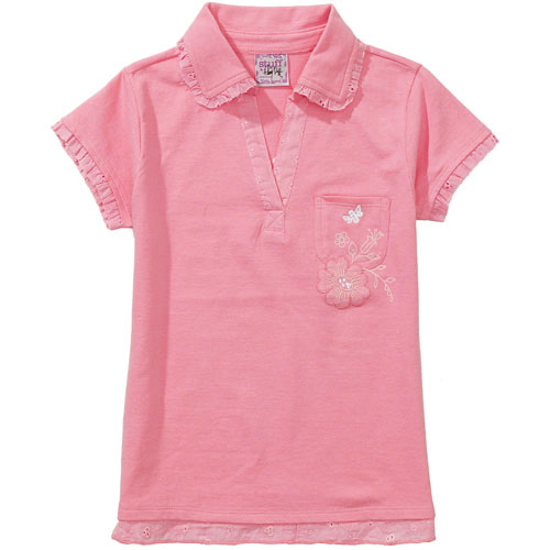  Girls` Eyelet-Trim Short Sleeve T-Shirt (Девочек Ушко-Trim Кратко Футболка)