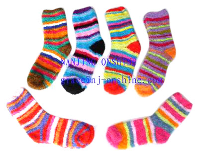  100% Polyester Soapy Yarn Stripe Sock (100% полиэстер Soapy Пряжа Stripe Носок)