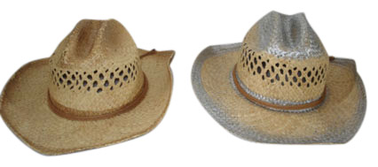 Raphael Straw Cowboy Hut mit Silber / Gold Band und Brim (Raphael Straw Cowboy Hut mit Silber / Gold Band und Brim)