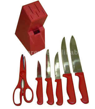  7pcs Knife Set with Plastic Block (7pcs Ensemble de couteaux avec Plastic Block)