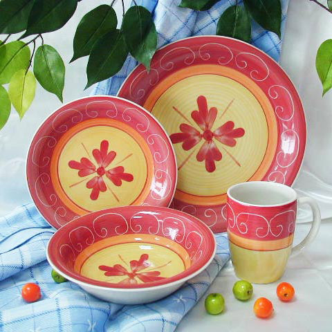  16pc Hand Painted Dinnerware Set (16pc peint à la main vaisselle)