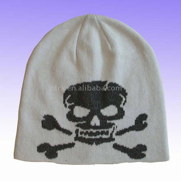  Knitted Hat with Skull Printing ( Knitted Hat with Skull Printing)