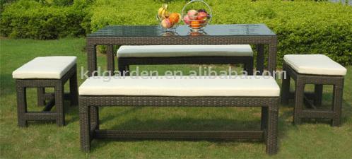  Wicker Stool Bench Dining Set (Wicker Tabouret Banc Dining Set)