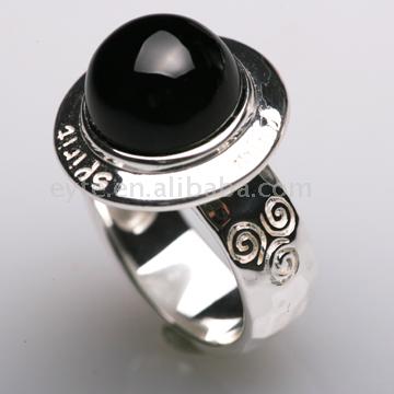  Silver Ring Set with Onyx ( Silver Ring Set with Onyx)