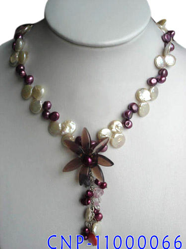  Coin and Drilled Pearl Necklace ( Coin and Drilled Pearl Necklace)