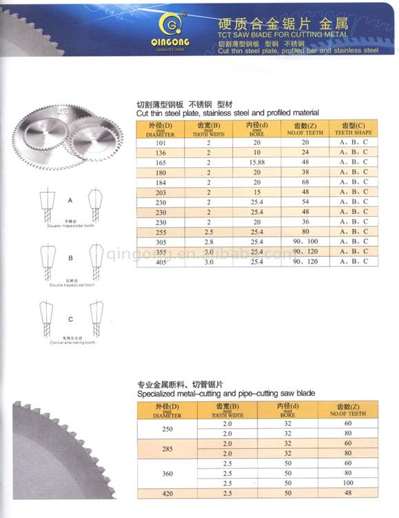  TCT Saw Blades for Cutting Steel (TCT Lames de scie pour couper l`acier)