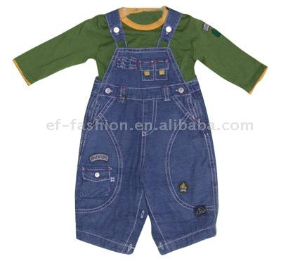  Baby Denim Bib Pants + Jersey T-Shirt (Baby Bib Брюки джинсовые джерси + T-Shirt)