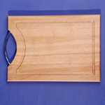 Wooden cutting board with stainless steel handle (Holzbrett mit Griff aus Edelstahl)