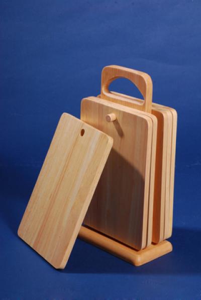 Rubber wood cutting board 6pc in a set