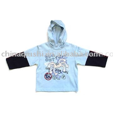 boy`s hooded mock sleeve top (boy `s à capuchon haut à manches fantaisie)