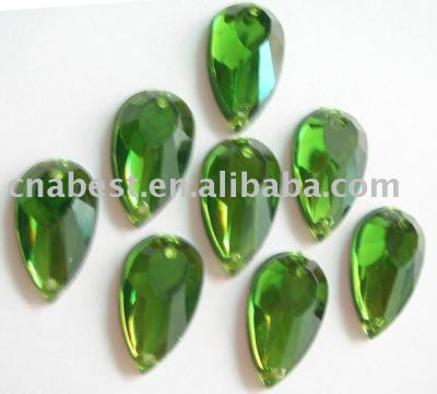 Acrylic Rhinestone - double hole for sewing - drop shape (Acrylique Strass - double trou pour la couture - une baisse de forme)