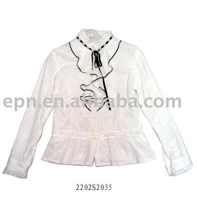 Girl`s Shirts, Cotton Shirts, White Shirt (Girl`s Shirts, Cotton Shirts, White Shirt)